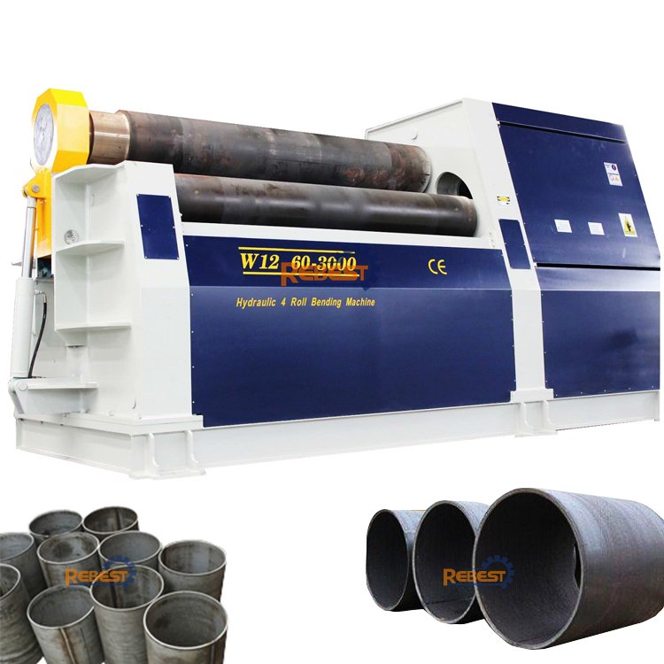 W12 Full-Auto Type 4 Rollers Plate Roll Bending Machine Rolling Machine for 6mm 8mm 10mm 12mm 16mm 20mm 25mm Thickness Sheet