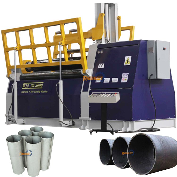 W12 Full-Auto Type 4 Rollers Plate Roll Bending Machine Rolling Machine for 6mm 8mm 10mm 12mm 16mm 20mm 25mm Thickness Sheet