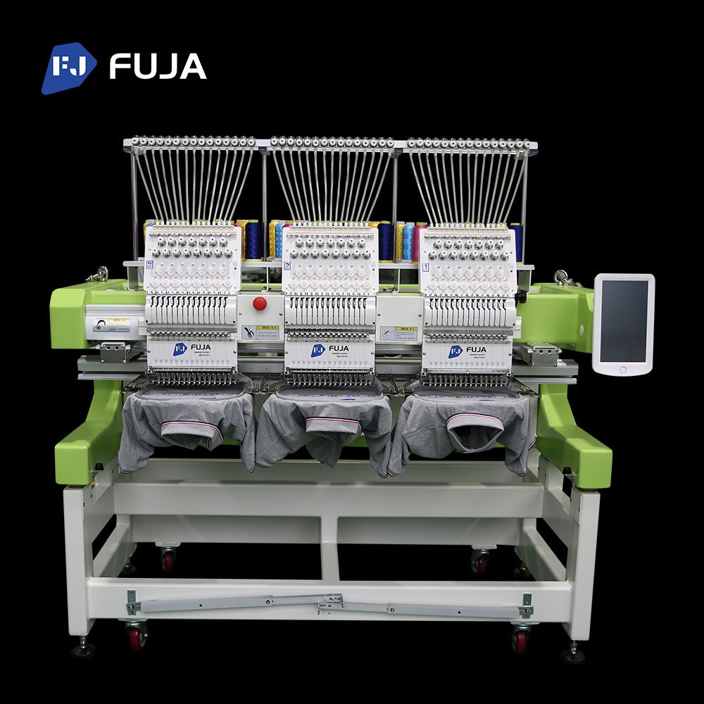 Best Quality Automatic Three Head 12 Needles Hat Computer Embroidery Machine T-shirt Flat Embroidery Machine