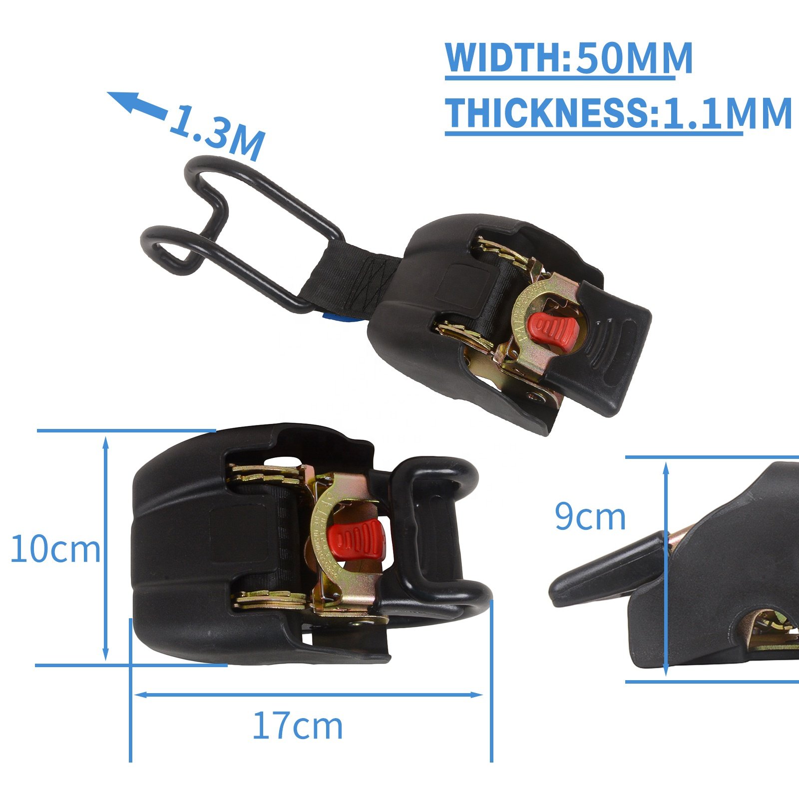 Motorcycle Iron Made Auto Retractable Tie Down Strap with U Hook