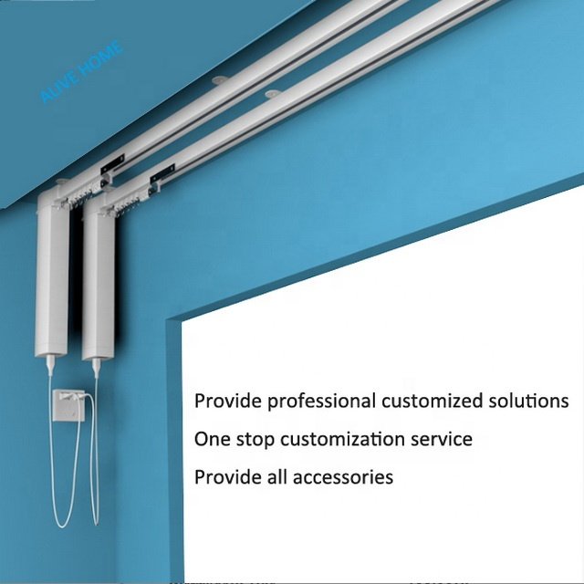 OEM Remote Control Automatic Curtain Driver Opener Tuya Ewelink App Heavy Duty Electric Smart Motorized Curtain Motor and Track