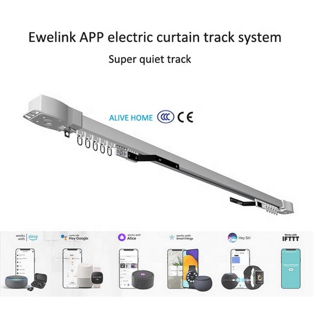OEM Remote Control Automatic Curtain Driver Opener Tuya Ewelink App Heavy Duty Electric Smart Motorized Curtain Motor and Track