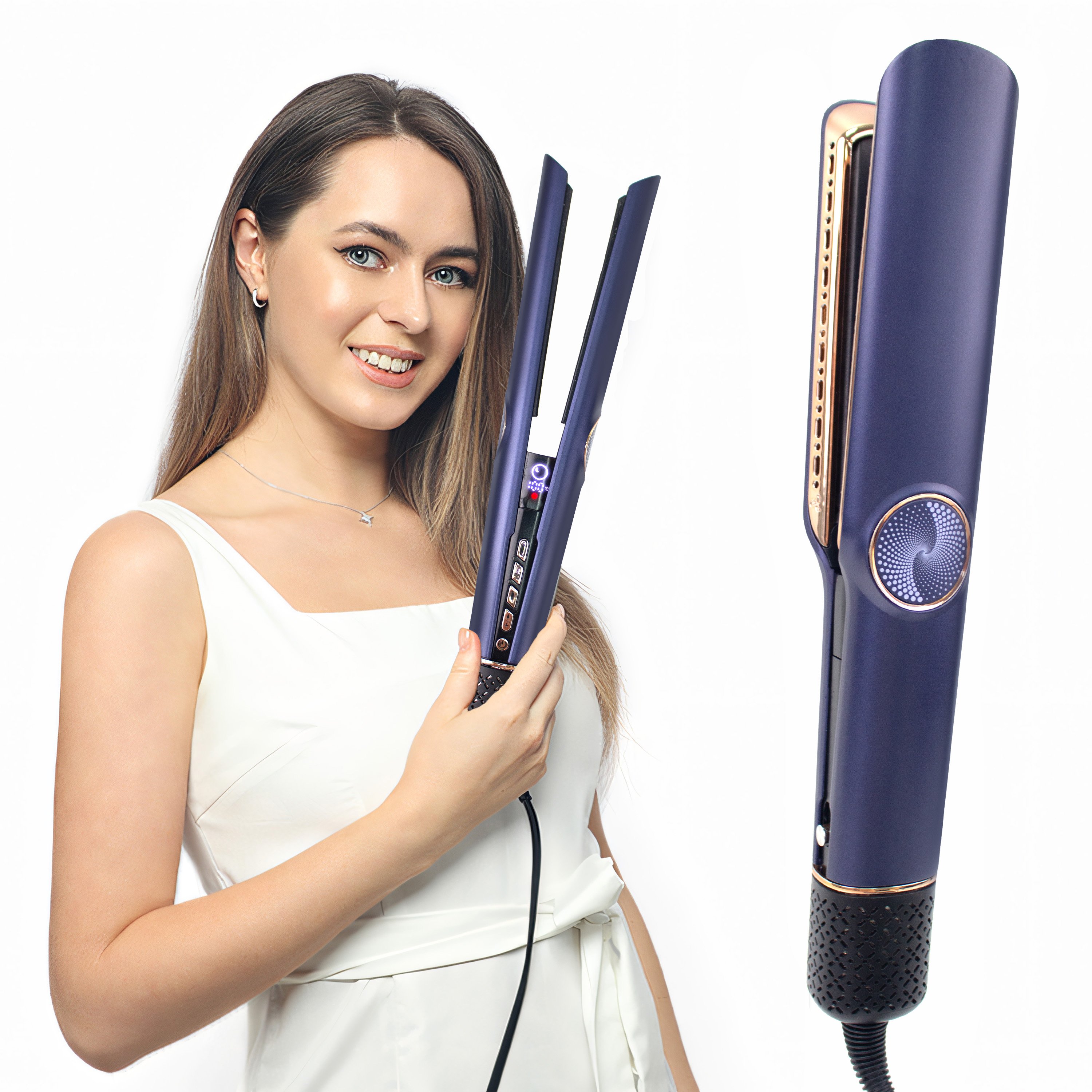 Newest Technology Hair Straightener Electric Flat Iron Hair Straightener Professional 2 in 1 Hot Air Styler