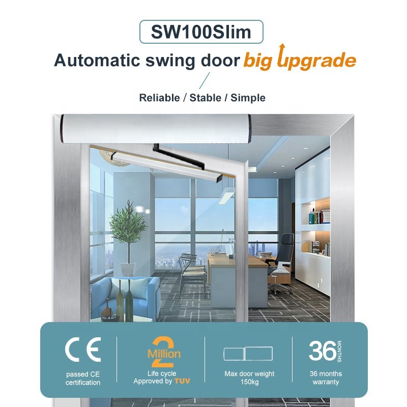 Doortec SW100 SLIM Big Upgrade High Performance Easy Installation Adjustment Automatic Swing Glass Door Motor