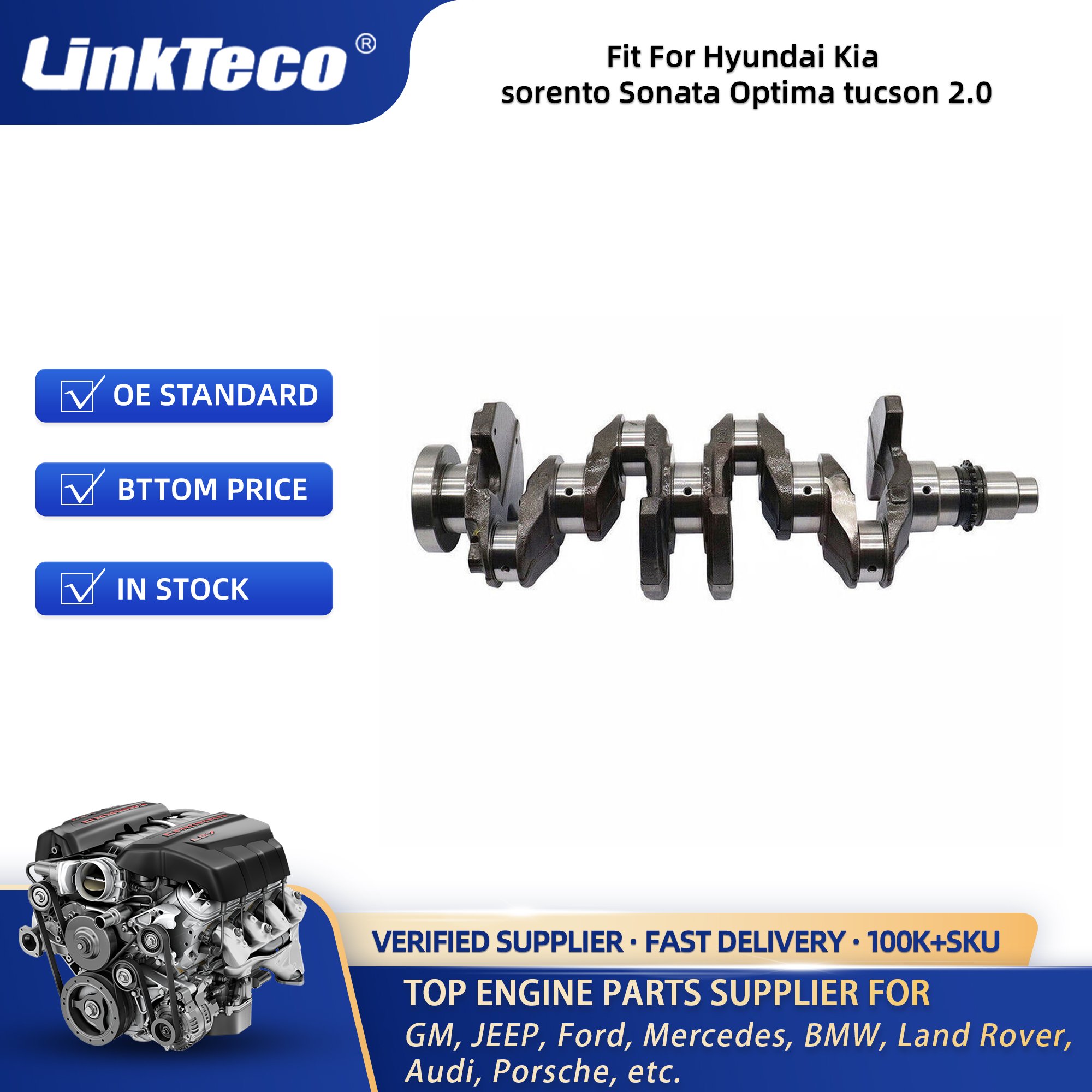 Linkteco Engine Crankshaft Kit Set Main Bearing & Rod Kit Bearing for Hyundai Elantra Tucson Kia Forte Soul G4NC 2.0 2014-2019