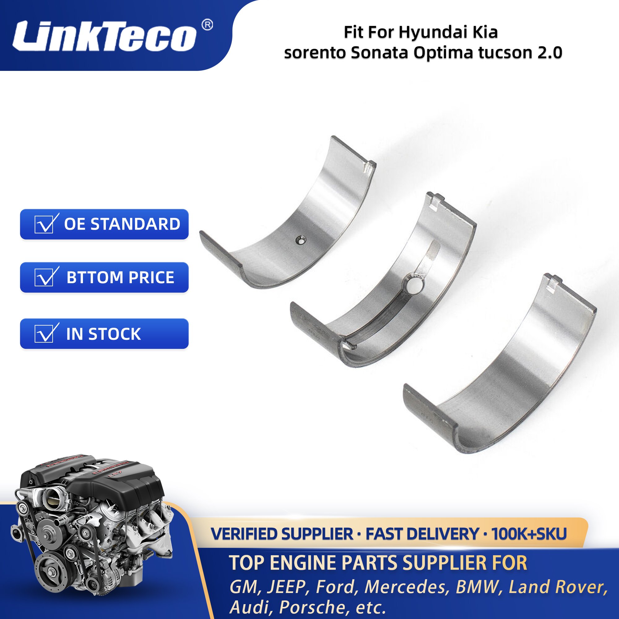 Linkteco Engine Crankshaft Kit Set Main Bearing & Rod Kit Bearing for Hyundai Elantra Tucson Kia Forte Soul G4NC 2.0 2014-2019