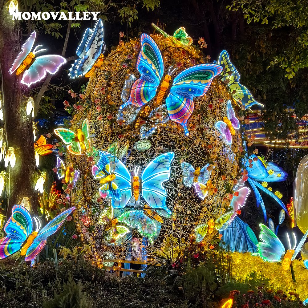 Momovalley 3D Large Lighted Moving Butterfly Wings Christmas IP65 Decorations Dynamic Butterfly Led Light Decoration Landscape
