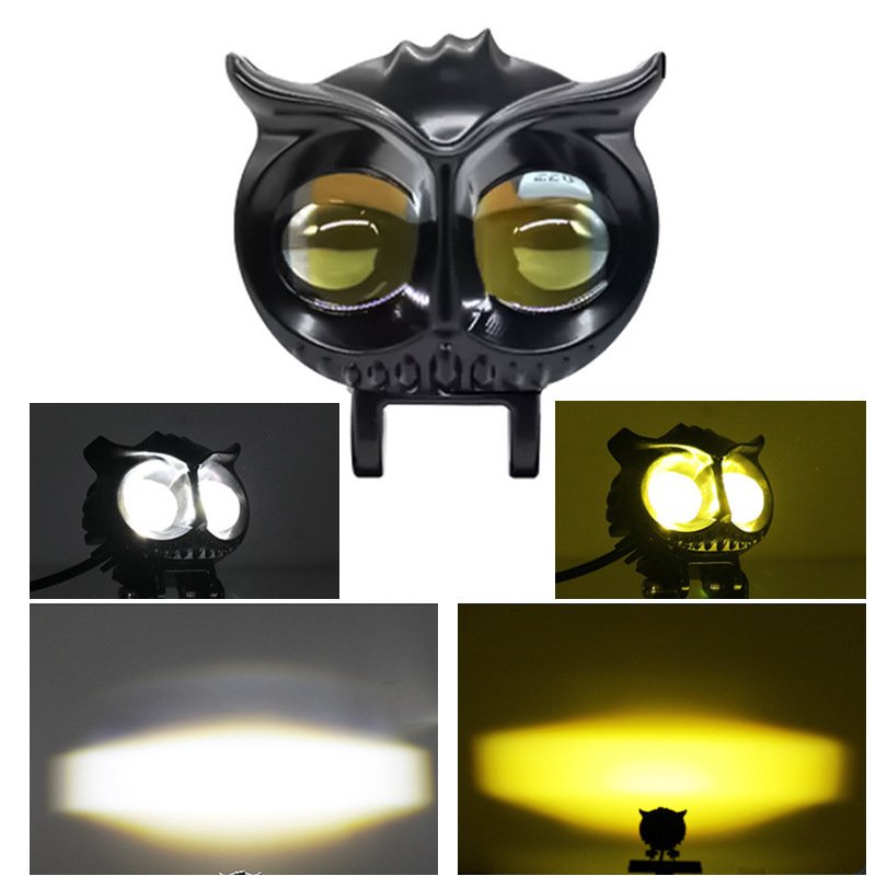 2 Pieces Mini Two Color Owl Design Metal LED Motorcycle Fog Light New Work Auxiliary Spot Work Headlight for Moto Bike