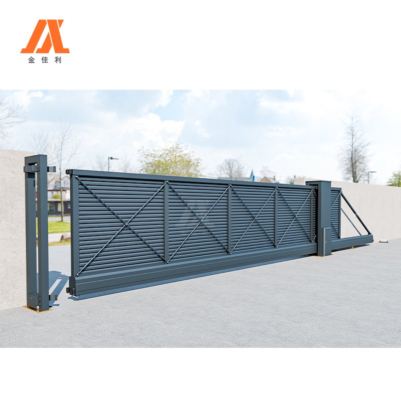 JJL Heavy-Duty Security Aluminum Commercial Automatic Gate Auto Motor Cantilever Gate for Driveways and Industry Metal Frame