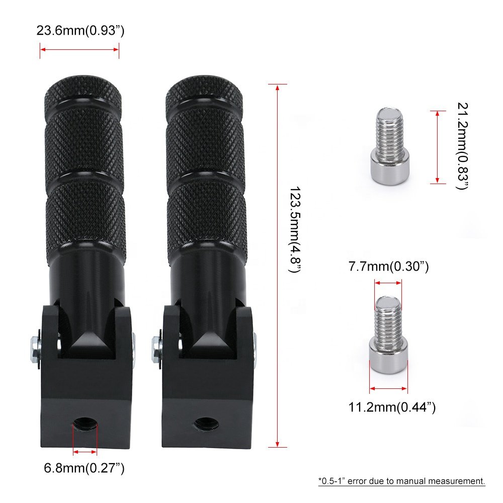2PCS M8 Universal Motorcycle Motor Bike Folding Footrests Foot Pegs Foot Rests Pegs Rear Pedals Set CNC Aluminum Motorcycle Part