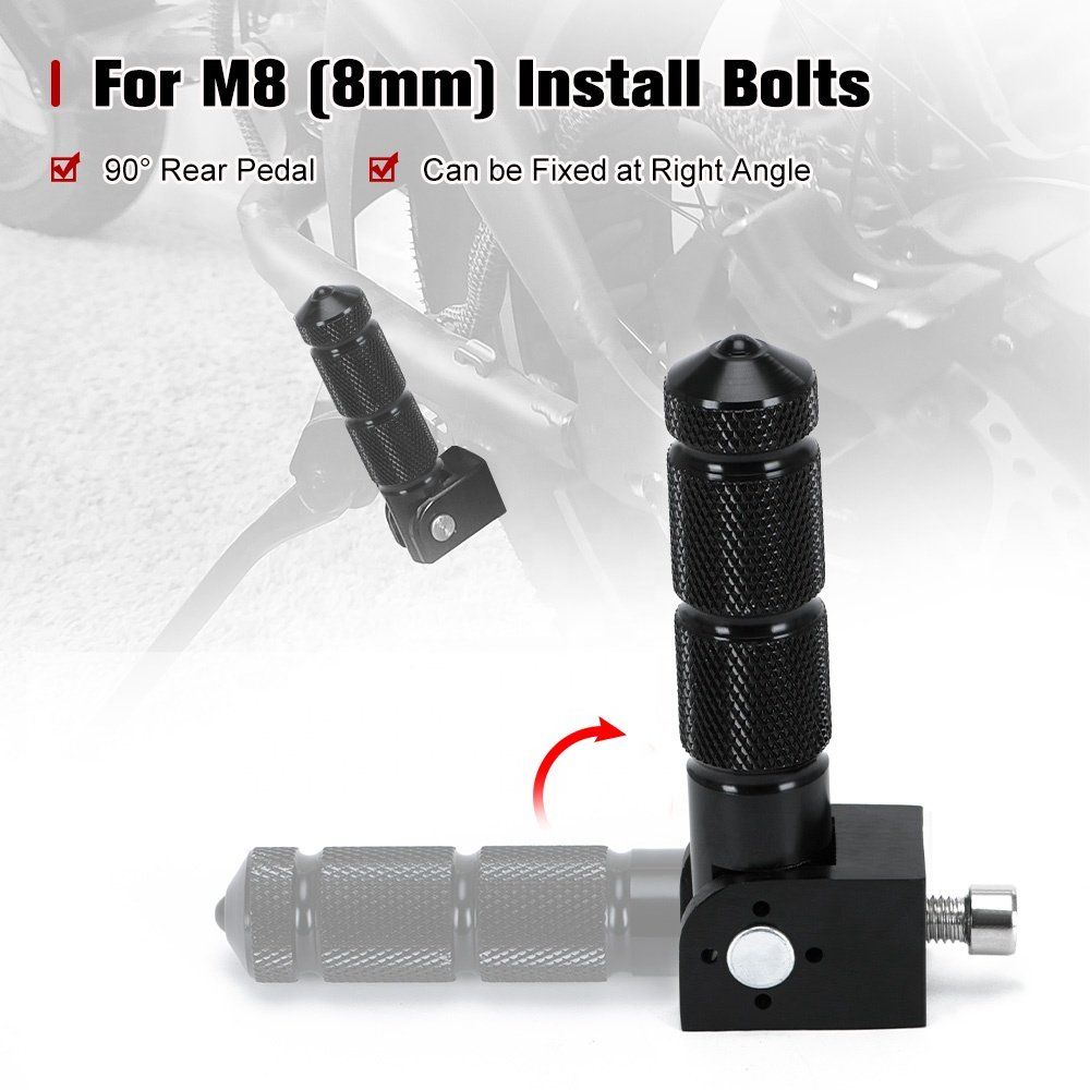 2PCS M8 Universal Motorcycle Motor Bike Folding Footrests Foot Pegs Foot Rests Pegs Rear Pedals Set CNC Aluminum Motorcycle Part