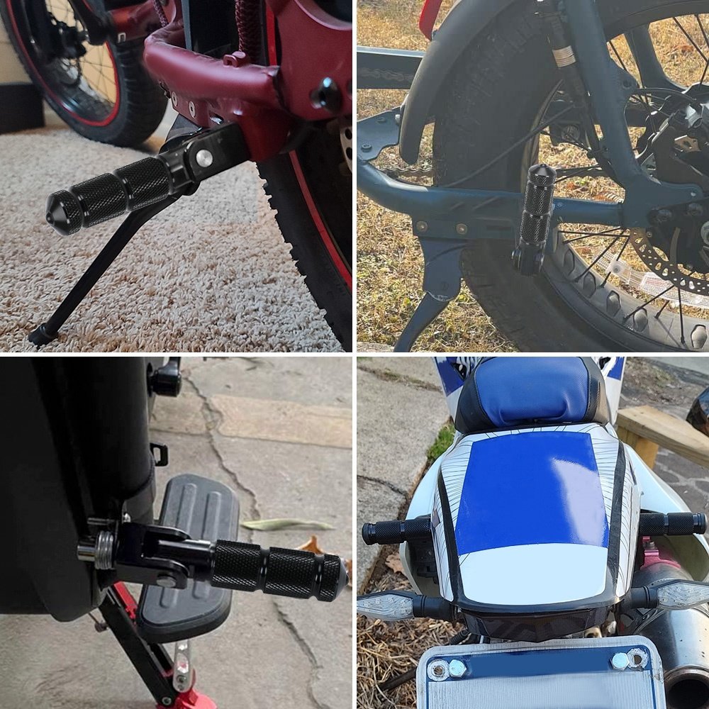 2PCS M8 Universal Motorcycle Motor Bike Folding Footrests Foot Pegs Foot Rests Pegs Rear Pedals Set CNC Aluminum Motorcycle Part