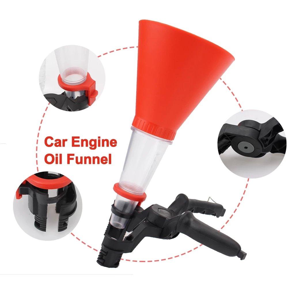 Universal Car Funnel Spout Engine Oil Filter Fuel Change Pump Coolant Filling Brake Bleeder Fluid Tool Auto Truck