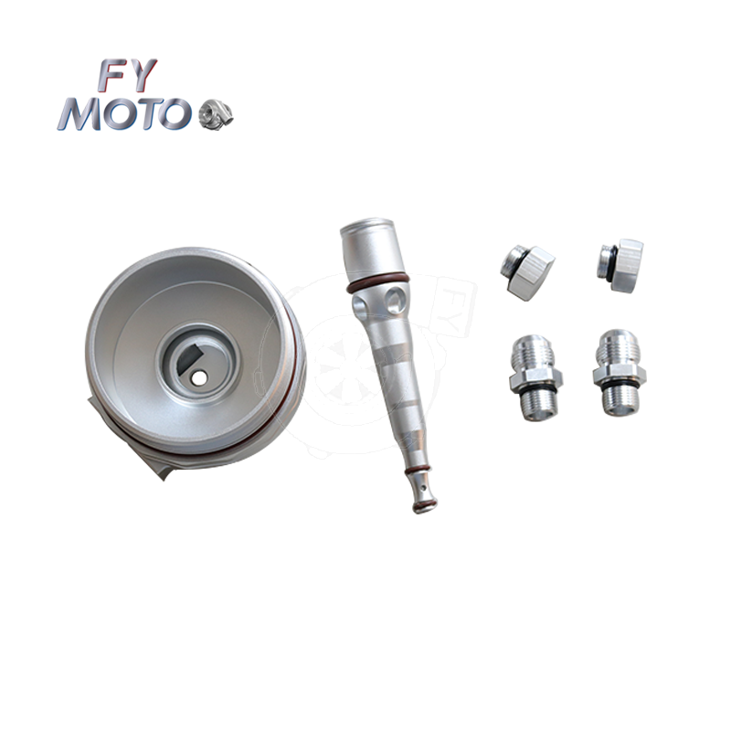 CNC Billet Oil Cooler Filter Lid Cover Cap AN10 Fittings 2 Sensor Ports for BMW M52 M54 M56 E46 E39 E60 E61 X3 X5 Z3 Z4