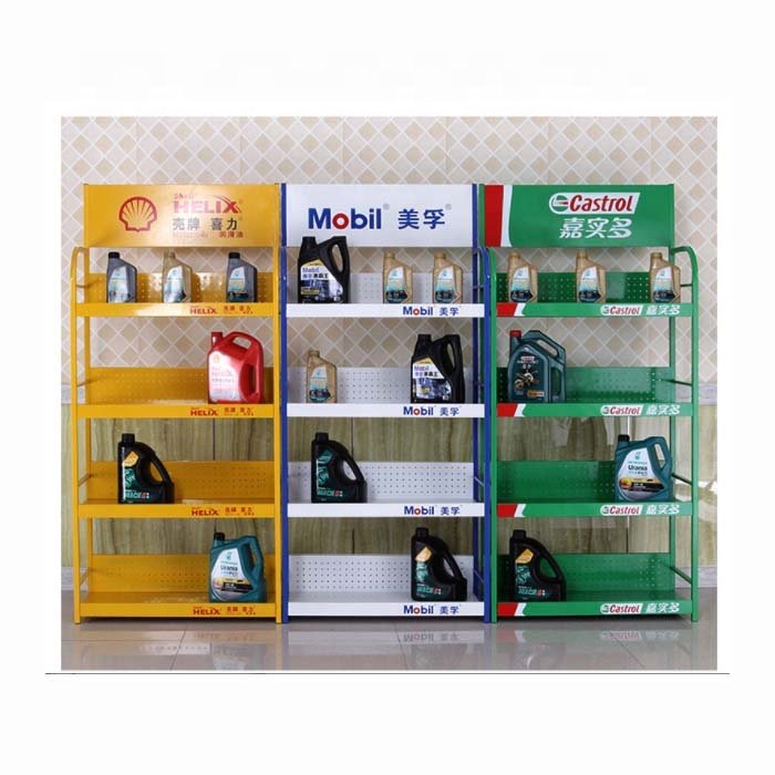 Grocery Store Metal Display Rack for Retail Engine Oil Lubricant Display Stand for Auto Parts Motor Oil Auto Parts Display Rack