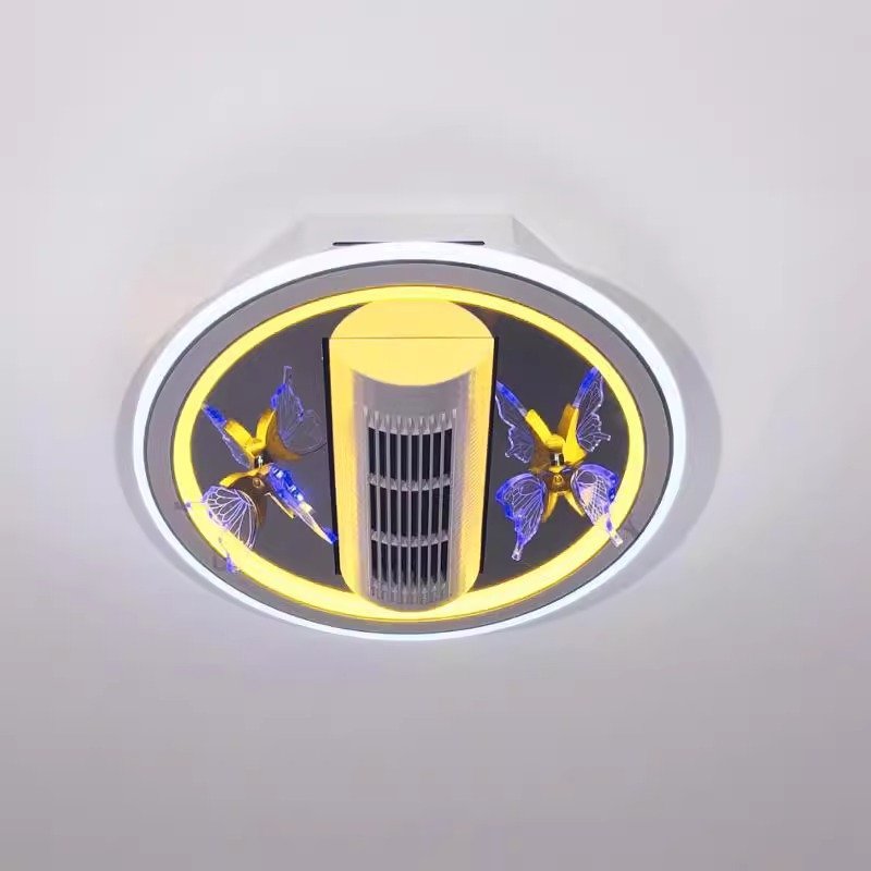 Modern Designer Butterfly Decoration Room or Hotel Ceiling Fan Light Recessed Smart LED Ceiling Fan Lamp With Remote Control