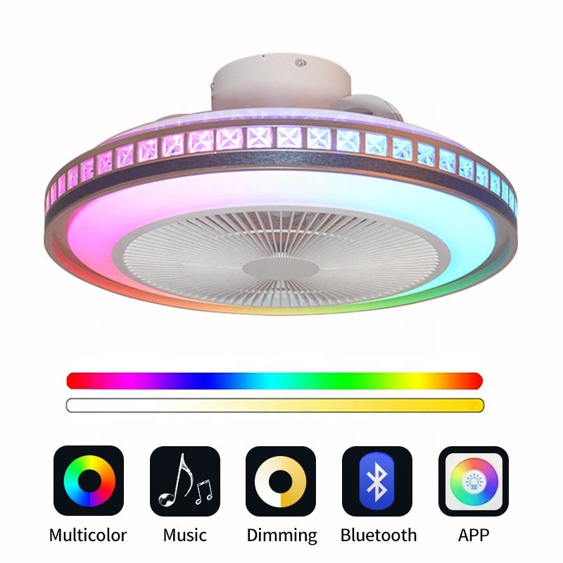 XD76 Smart Ceiling Fan Light RGB 7 Color with Speaker Remote App Control