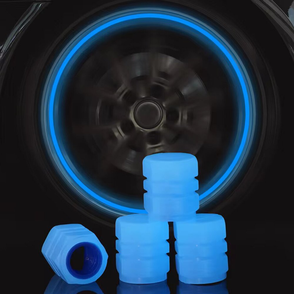 Plastic Auto Glow Fluorescent in the Dark Tire Valve Air Caps Dust Cover for Car