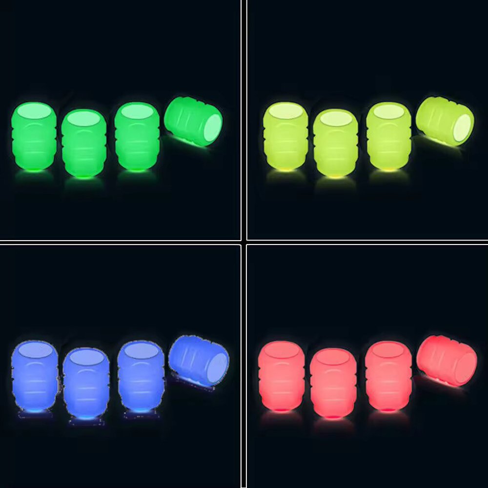 Plastic Auto Glow Fluorescent in the Dark Tire Valve Air Caps Dust Cover for Car