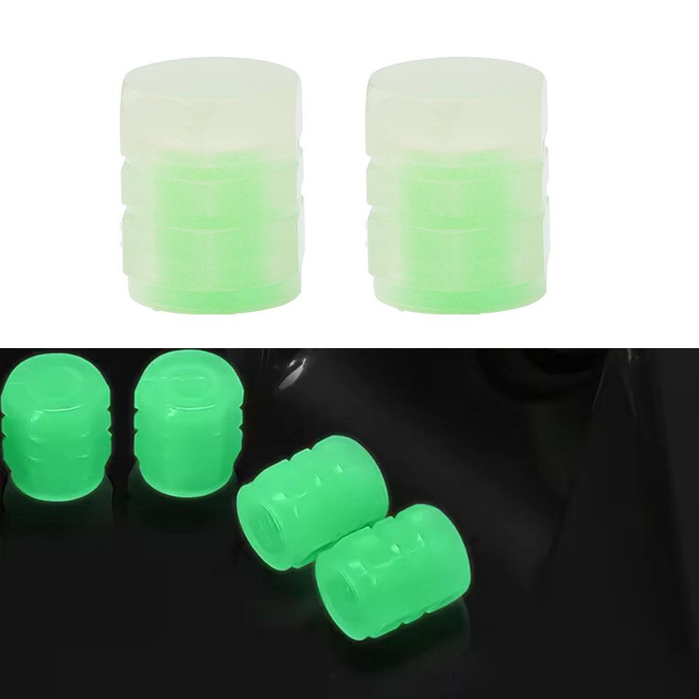 Plastic Auto Glow Fluorescent in the Dark Tire Valve Air Caps Dust Cover for Car