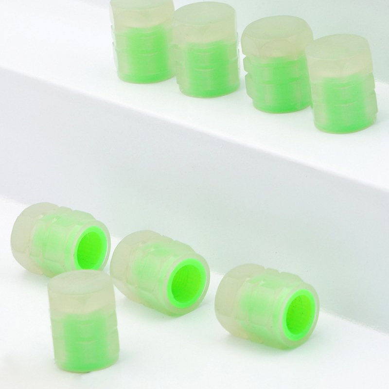 Plastic Auto Glow Fluorescent in the Dark Tire Valve Air Caps Dust Cover for Car