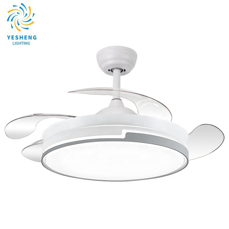 Y001 Modern Remote Control 42 Inch 110v 220v Ceiling Fans Folding with Lights Lamp Led Designer Luz Con Ventilador Oculto Techo