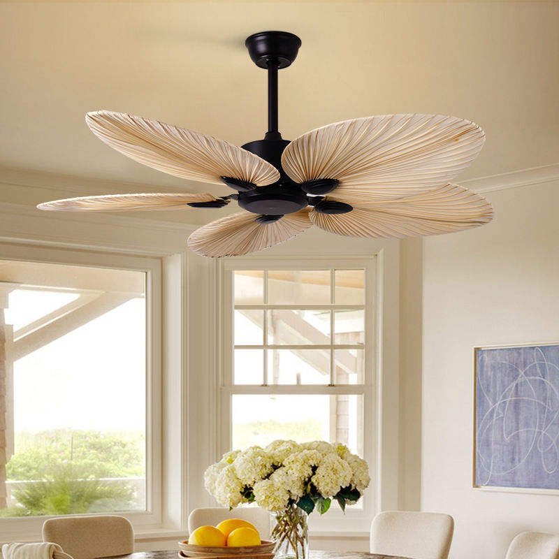 52 Inches All Copper Motor Remote Control Fancy 5 Blade Ceiling Fan With Light Home Ceiling Fan Light