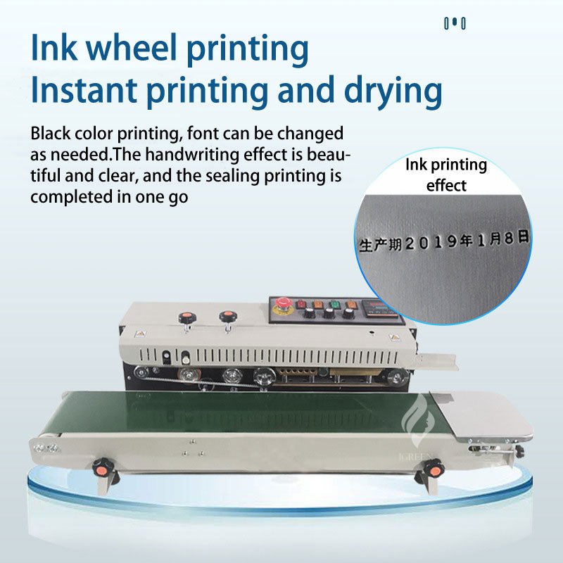 Continuous Horizontal Band Sealer Plastic Bag Soild Ink Snack Food Coffee Film Pouch Tea Plastic Bag Sealing Machine