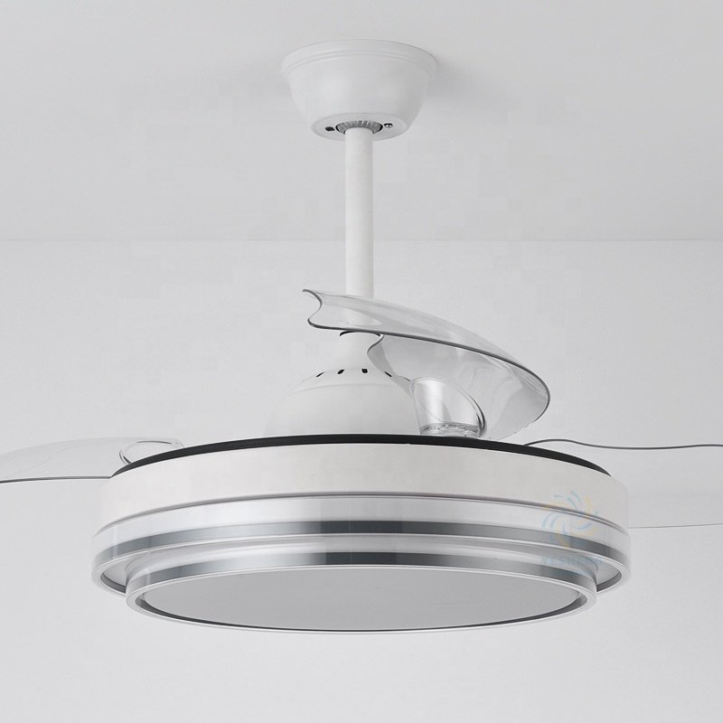 725C Household Simplicity Tri Color 42 Inch Modern Ceiling Fan LED Lamp 110 220V Invisible Blade Remote Control