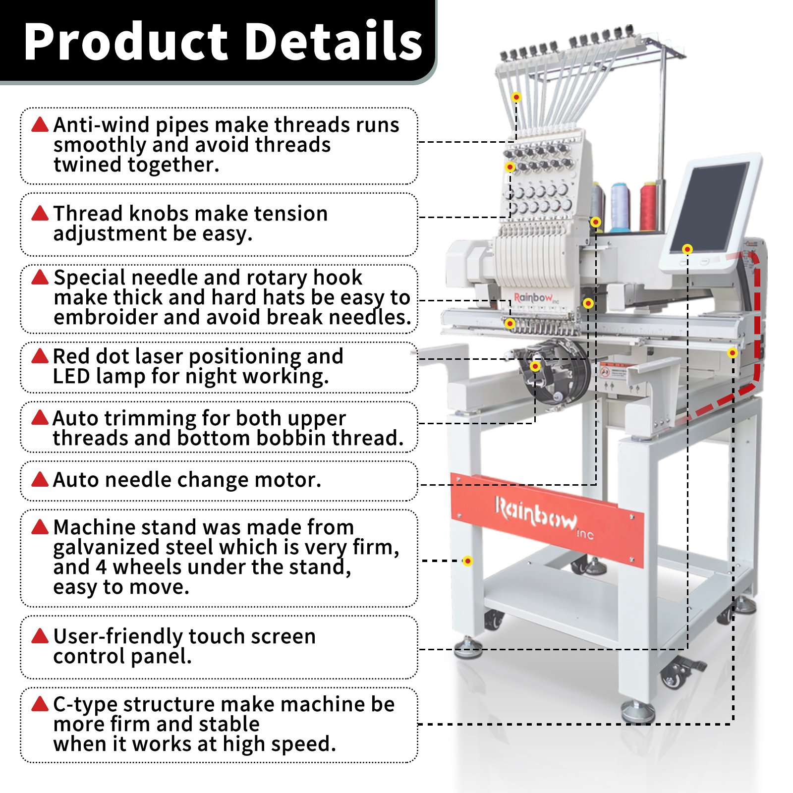 400*600 mm Computerised Beading 1 Head 15 Needle Embroidery Machine