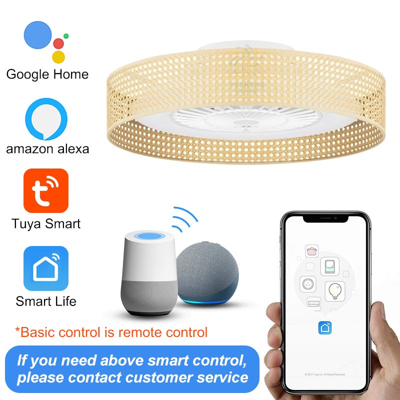 749A Vine Cover Remote Controlled Ceiling Fan Without Blades and with Light Lamps with Fan App Control Tuya Alexa Google Control