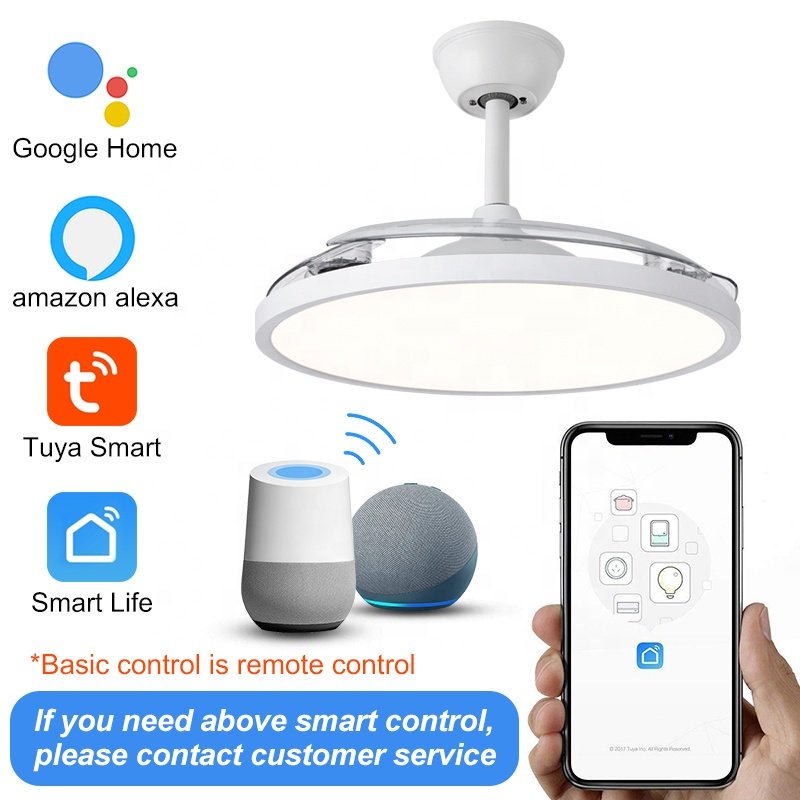 Y046 Modern Remote Control 42 Inch Bladeless 110/220v Ceiling Fans with Lights Lamp Led Designer Luz Con Ventilador Oculto Techo