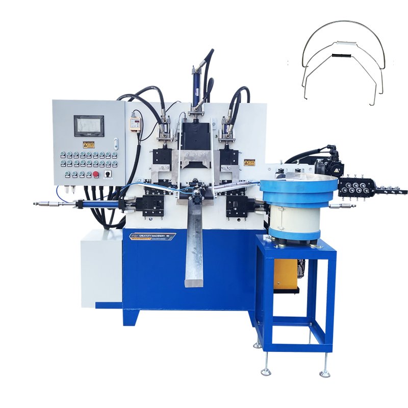Automatic High-Speed 2-5mm Metal Wire Hydraulic Bucket Handle Forming Machine with Plastic Grip Auto Insertion
