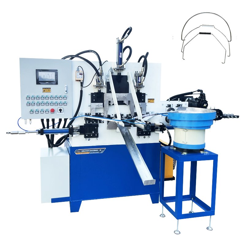 Automatic High-Speed 2-5mm Metal Wire Hydraulic Bucket Handle Forming Machine with Plastic Grip Auto Insertion