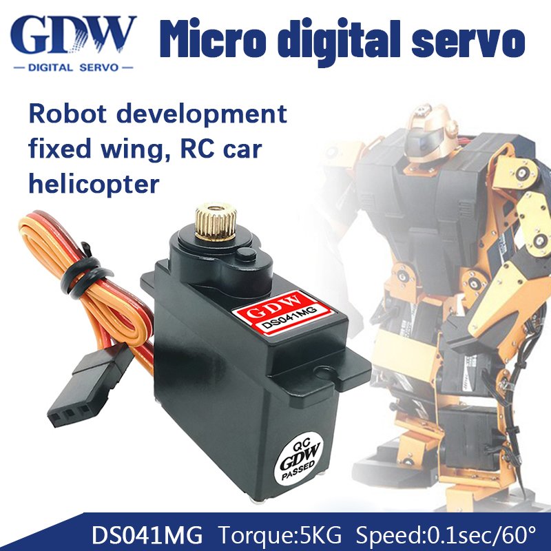 GDW DS041MG High-Speed Micro Servo 0.1 Sec 5KG Micro Torque Metal Gear Motors for RC Cars Helicopters Fixed-Wing Robots