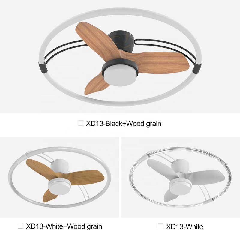 XD13 Modern Bedroom LED Ceiling Fan Light Wood Grain Fan