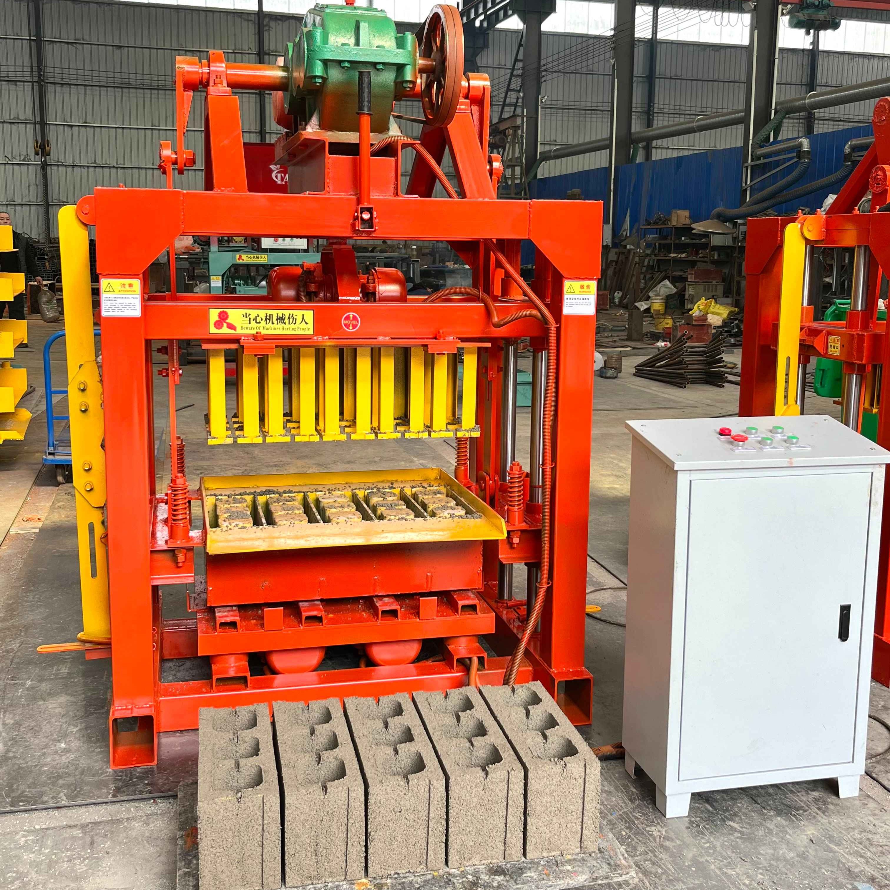 Small Interlocking Sacred Paving Cement Block Forming Machinery Semi-Automatic QT4 Model Sale in Africa