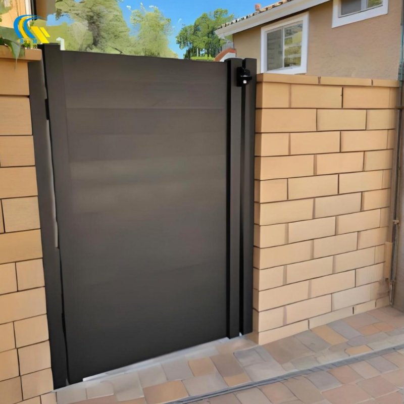 Rustic Farmhouse Exterior Gate Design, Steel Sliding Security Gate for Rural Residences