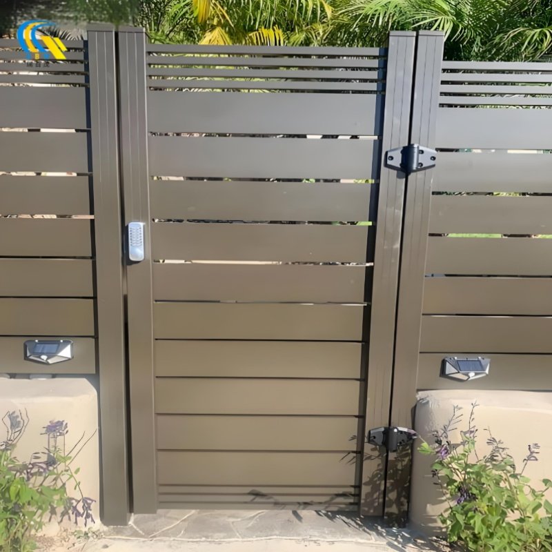 Rustic Farmhouse Exterior Gate Design, Steel Sliding Security Gate for Rural Residences