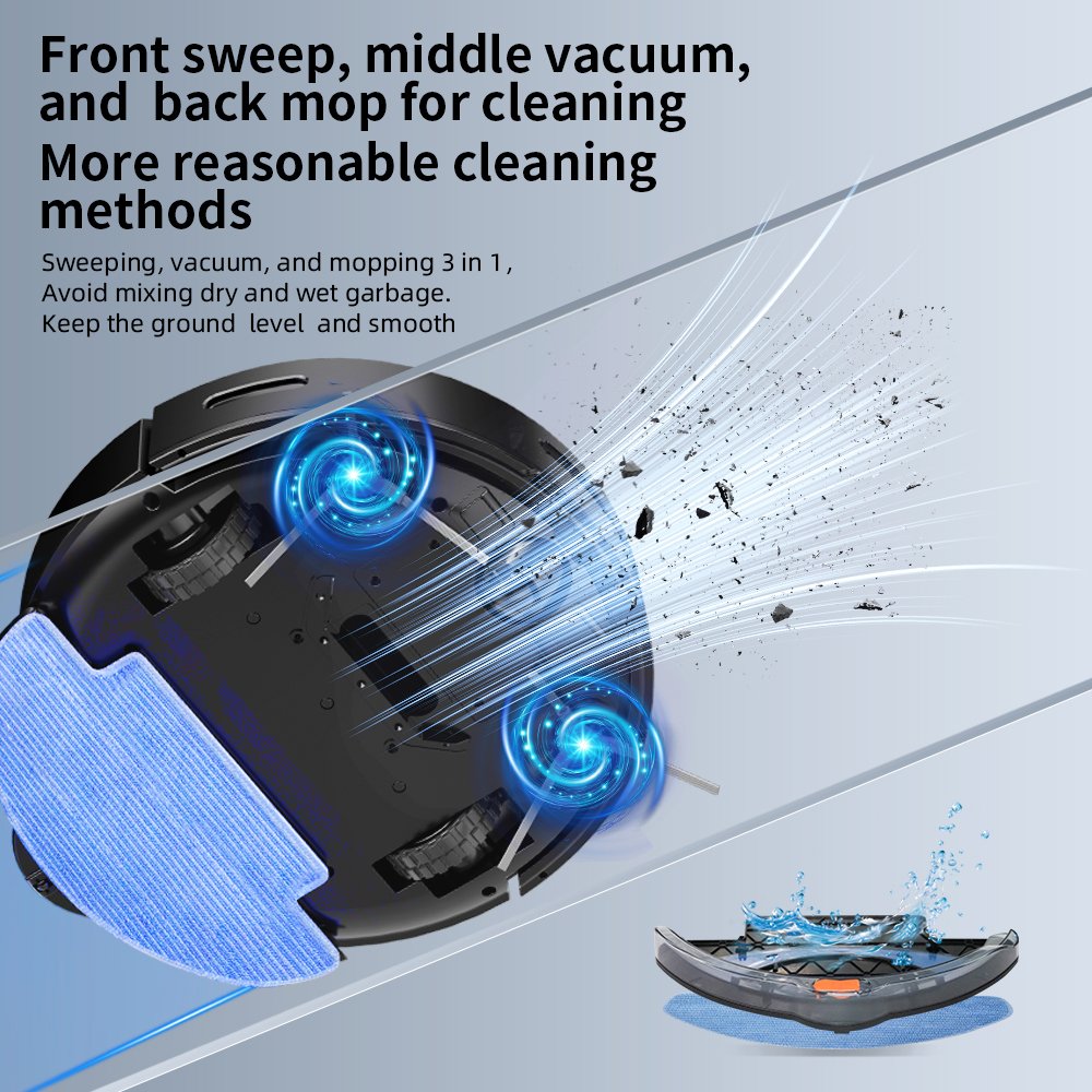 Robot Household Wet Dry Vacuum Cleaner App-Controlled Electric Sweeper with Auto-Charging Feature Water Tank Robot Vacuum