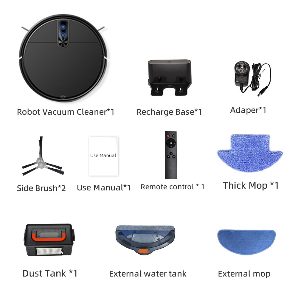 Robot Household Wet Dry Vacuum Cleaner App-Controlled Electric Sweeper with Auto-Charging Feature Water Tank Robot Vacuum