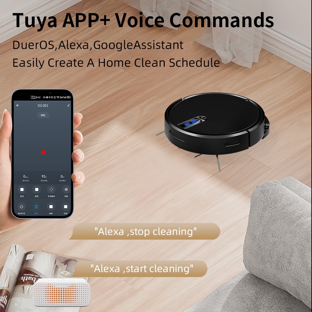 Robot Household Wet Dry Vacuum Cleaner App-Controlled Electric Sweeper with Auto-Charging Feature Water Tank Robot Vacuum
