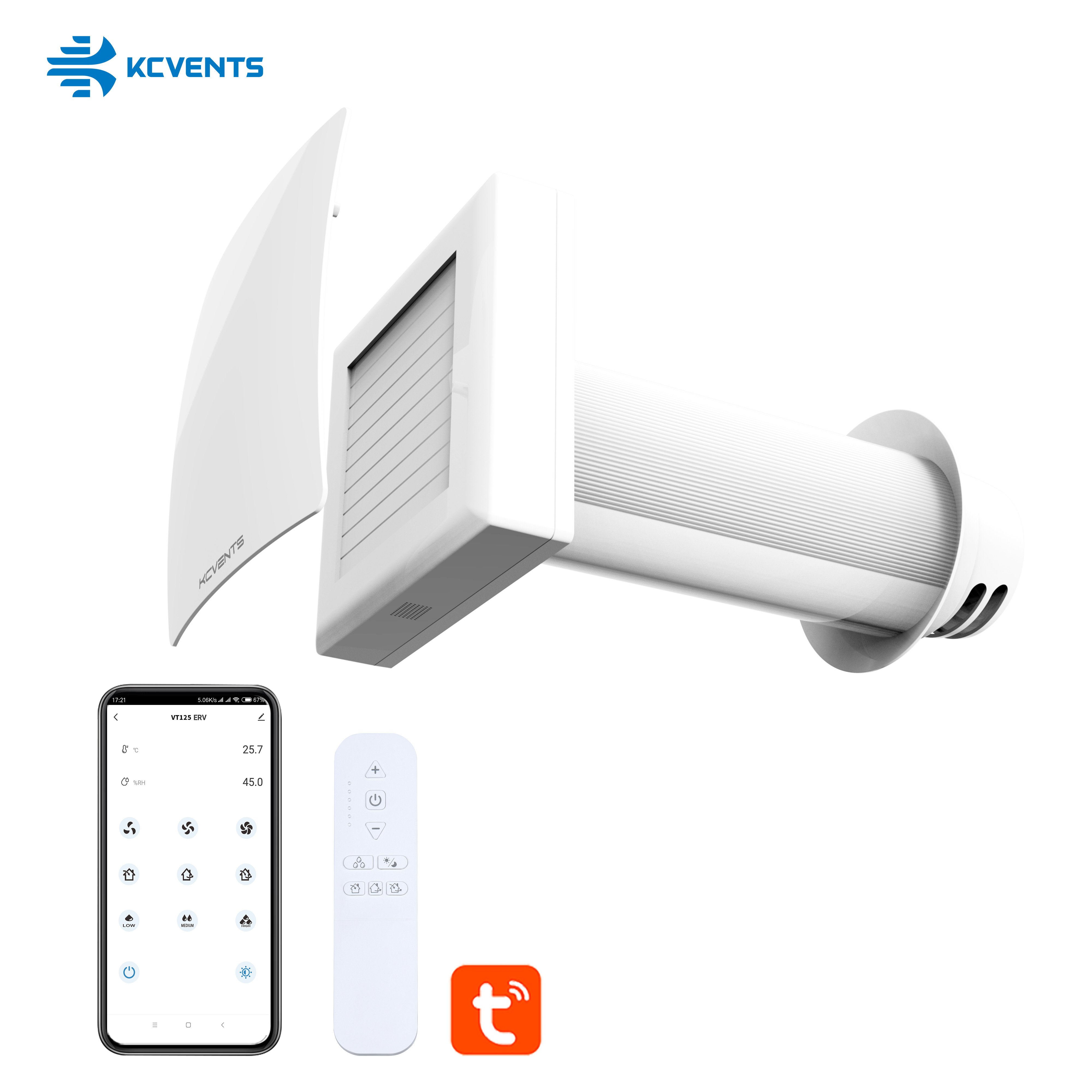 Energy Saving Auto Shutter Fresh Air Ductless Wall Mounted HRV ERV Decentralized Air Recuperators for Living Room Bedroom
