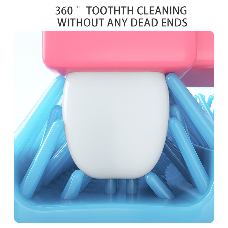 Wholesale OEM Logo 360 Degree Automatic Led Purple Light Silicon Children Baby Kids U Shaped Electric Toothbrush