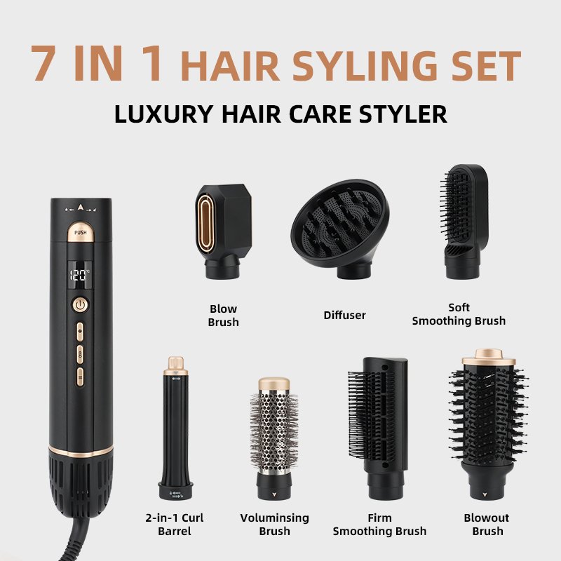 Custom Logo 6 in 1 Professional Hot Air Styler 110,000 RPM High-Speed Negative Ionic Hair Dryer Auto Air Curler Blow Dryer Brush