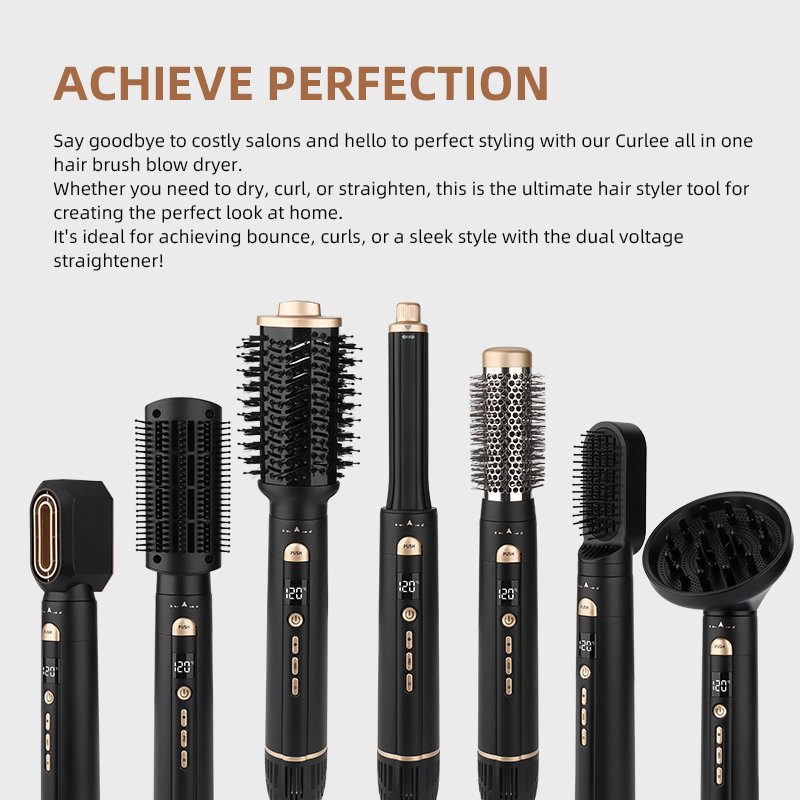Custom Logo 6 in 1 Professional Hot Air Styler 110,000 RPM High-Speed Negative Ionic Hair Dryer Auto Air Curler Blow Dryer Brush