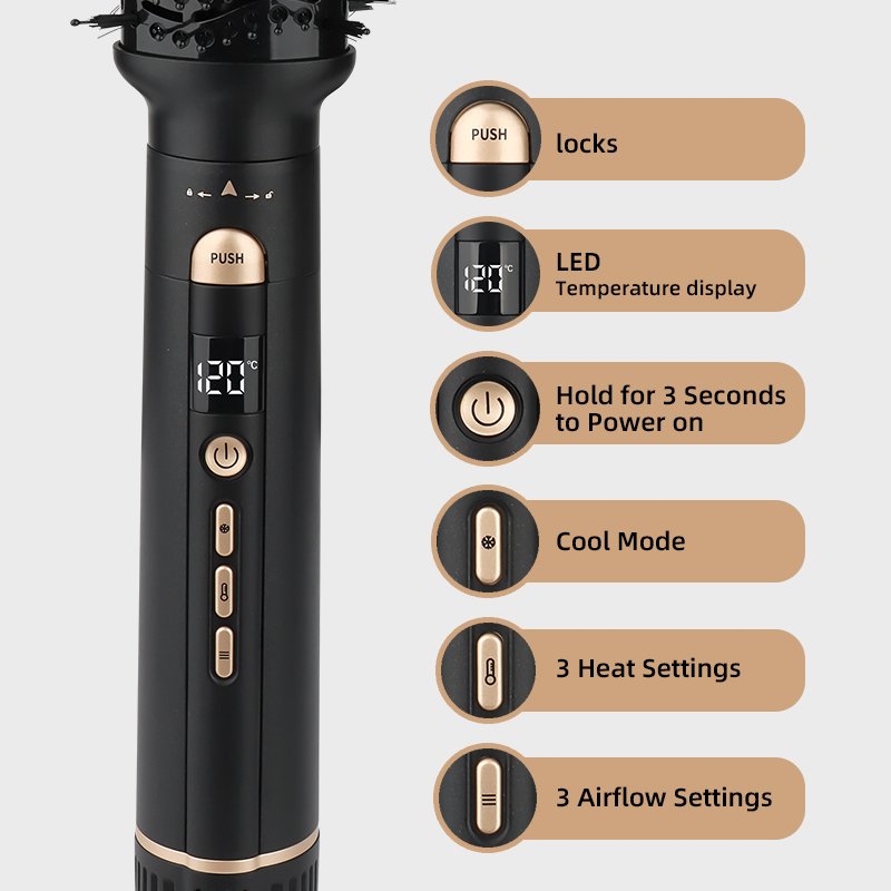 Custom Logo 6 in 1 Professional Hot Air Styler 110,000 RPM High-Speed Negative Ionic Hair Dryer Auto Air Curler Blow Dryer Brush