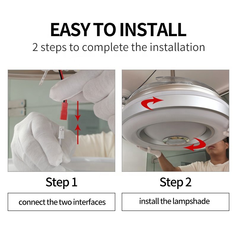 2048 110V 42inch Retractable Led Ceiling Fan with Light with Remote Control,Tuya, Alexa and Google Home with Speaker