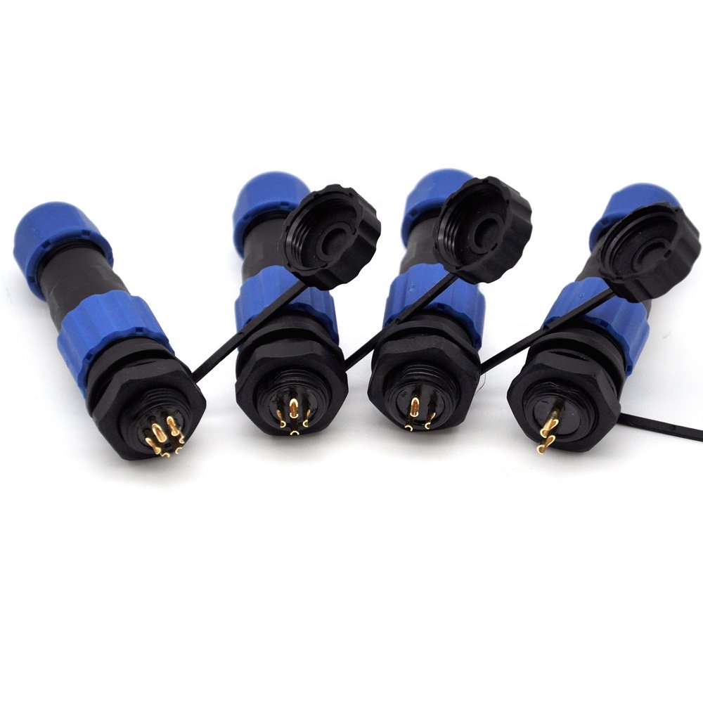 Male and Female 2pin 3pin 4pin 5pin 6pin 7pin 9Pin Waterproof Connector SP13 SP16 Back Nut IP68 Cable Connector Plug Socket