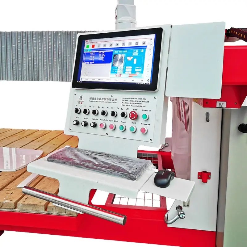 HUALONG Auto 5 Aixs Stone Cutting Machine Quartz Granite Marble Bridge Saw Cutting Machine Stone CNC Cutter